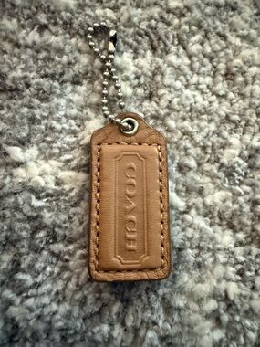 COACH Leather Key Tag in Tan